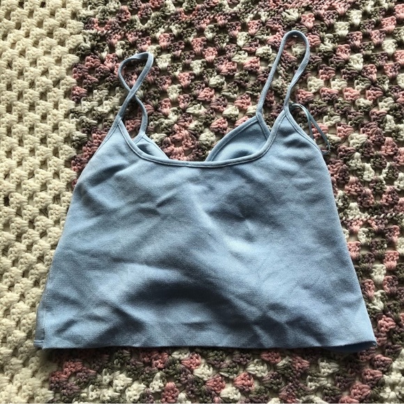 Zara knit knot crop top in baby blue - Picture 8 of 11